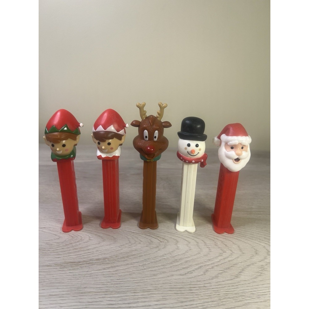 Vintage PEZ Christmas Dispensers Lot Santa Elf Reindeer Snowman 5pc 2000s